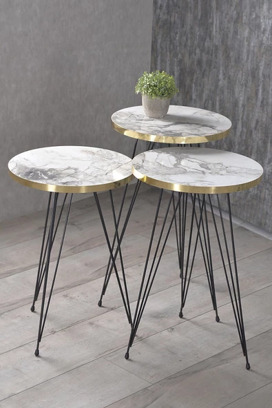 Gold Falez Zigon Sehpa Siyah Tel Ayak Altın Efes 1052 - 2