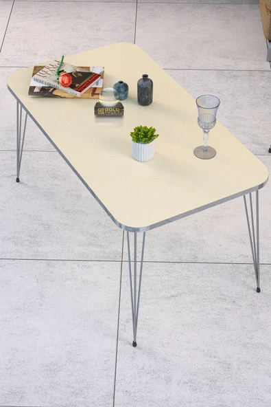 Gold Falez Orta Sehpa Kare Gümüş Krem Tel