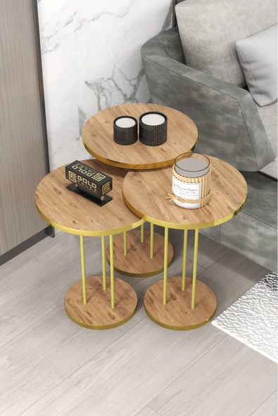 Gold Falez Zigon Sehpa Terra Gold Ceviz ürün görseli 1