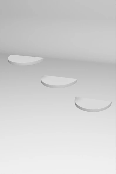 ilkal Duvar Rafı Dekoratif 3 Adet Çiçeklik Oval Beyaz - 4