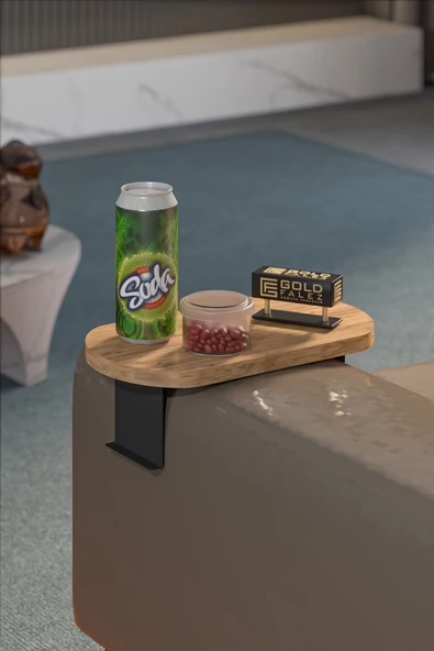 Gold Falez Yan Sehpa Ayarlanabilir Tepsi OVAL Dekoratif Modern Yatay Dikey Koltuk Sehpası CEVİZ