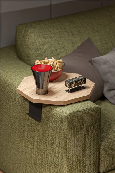 Gold Falez Yan Sehpa Ayarlanabilir Tepsi Dekoratif Modern Tepsi SEKİZGEN Ceviz