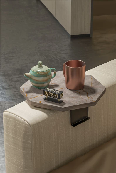 Gold Falez Yan Sehpa Ayarlanabilir Tepsi Dekoratif Modern Tepsi SEKİZGEN Gordion - Resim 2