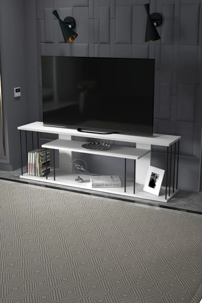 Gold Falez TV SEHPASI TV ÜNİTESİ RAFLI 140 CM GZD PLUS BEYAZ - 2