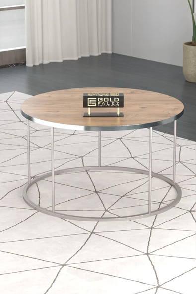 Gold Falez ORTA SEHPA VE ZİGON SEHPA TERRA SET GÜMÜŞ CEVİZ - Resim 2