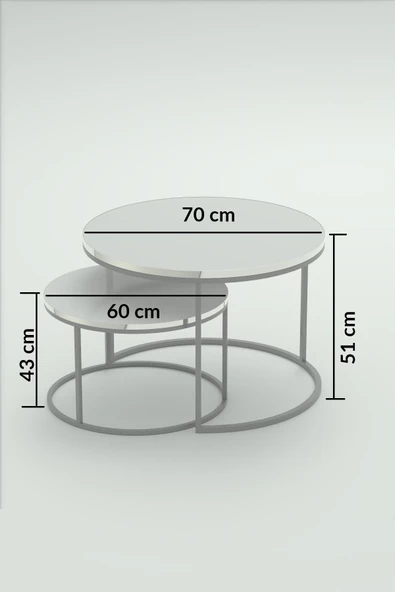 Gold Falez Orta Sehpa Ikili Lüx Specıal Gümüş Beyaz - Resim 4