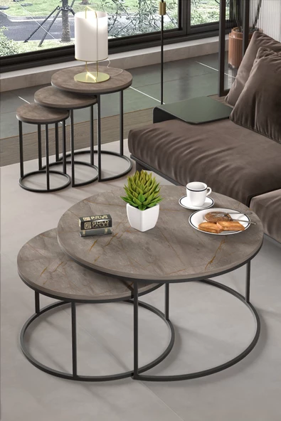 Gold Falez ORTA SEHPA VE ZİGON SEHPA SET İKİLİ LÜX C ZİGON GORDİON ürün görseli 1