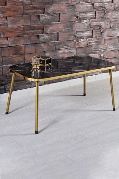 Gold Falez Orta Sehpa Gold Metal Ayak Altın Bendir - 4