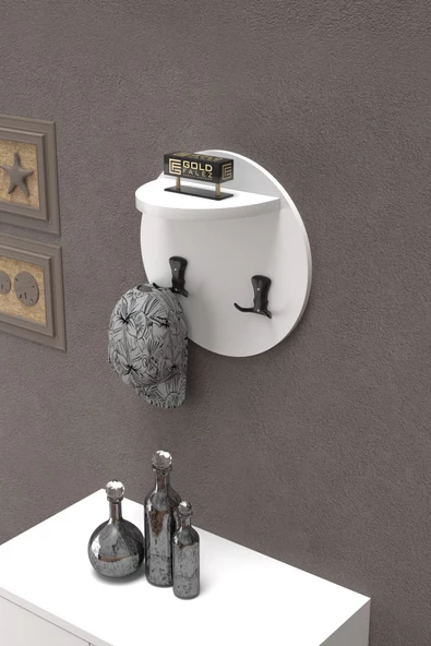 Gold Falez Askılık Duvar Elbise Askılığı Portmanto Üstü Byaz - 2