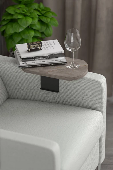 Gold Falez Yan Sehpa Ayarlanabilir Tepsi OVAL Dekoratif Modern Yatay Dikey Koltuk Sehpası GORDİON - 3