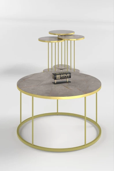 Gold Falez ORTA SEHPA VE ZİGON SEHPA TERRA SET GOLD GORDİON - Resim 4