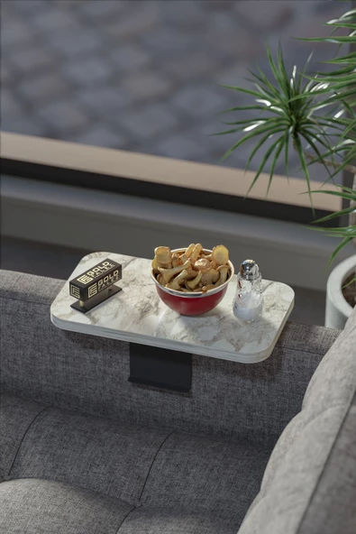 Gold Falez Yan Sehpa Ayarlanabilir Tepsi DİKDÖRTGEN Dekoratif Modern Yatay Dikey Koltuk Sehpası EFES - Resim 3