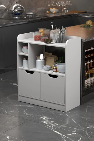 Gold Falez MUTFAK DOLABI ÇOK AMAÇLI FIRIN DOLABI 2 KAPAKLI RAFLI KAHVE KÖŞESİ BEYAZ - 3