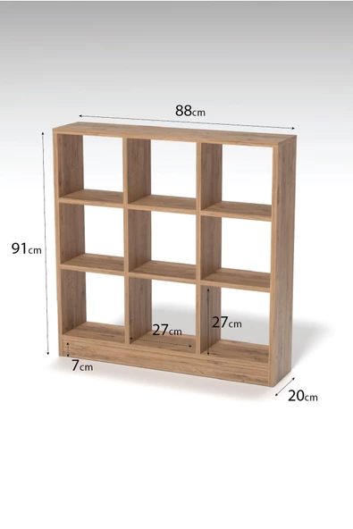 Gold Falez KİTAPLIK ÇOK AMAÇLI MUTFAK RAF DOLAP  9 BÖLMELİ ATLANTİK ÇAM - 5