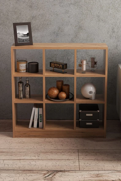 Gold Falez KİTAPLIK ÇOK AMAÇLI MUTFAK RAF DOLAP  9 BÖLMELİ ATLANTİK ÇAM