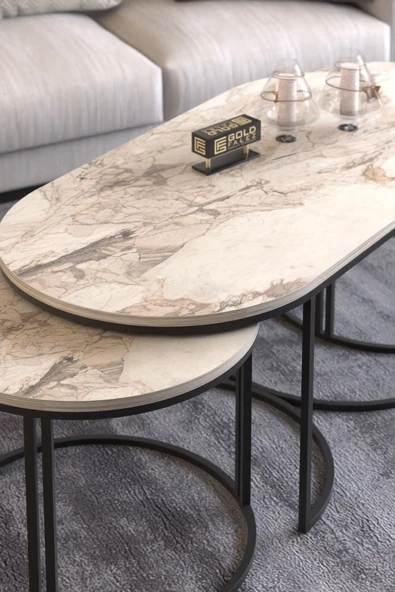 Gold Falez ORTA SEHPA ZİGON SEHPA YAN SEHPA 3 LÜ SET  DOLUNAY EFES - Resim 2