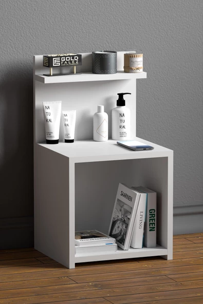 Gold Falez Komodin Raf Salon Ofis Dolabı Beyaz