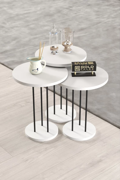 Gold Falez ORTA SEHPA VE ZİGON SEHPA TERRA SET BEYAZ - Resim 5