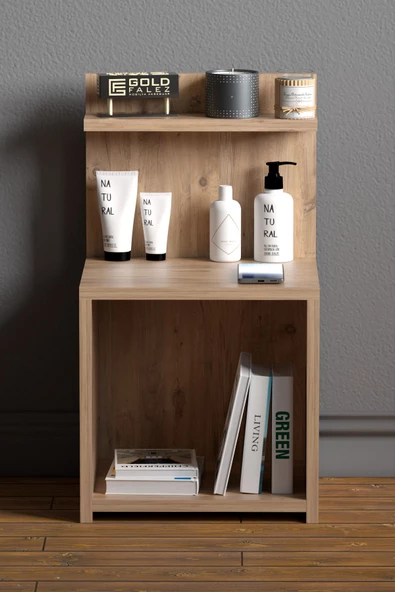 Gold Falez Komodin Raf Salon Ofis Dolabı Ceviz - 4