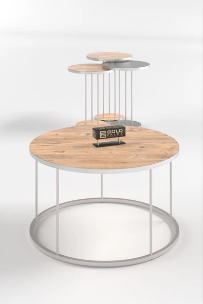 Gold Falez ORTA SEHPA VE ZİGON SEHPA TERRA SET GÜMÜŞ ANTRASİT CEVİZ - Resim 2