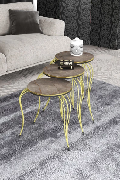 Gold Falez ZİGON SEHPA LÜKENS ÇİFT GOLD GORDİON ürün görseli 1