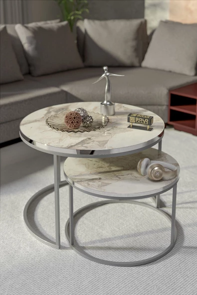 Gold Falez Orta Sehpa Ikili Lüx Specıal Gümüş Efes - 6