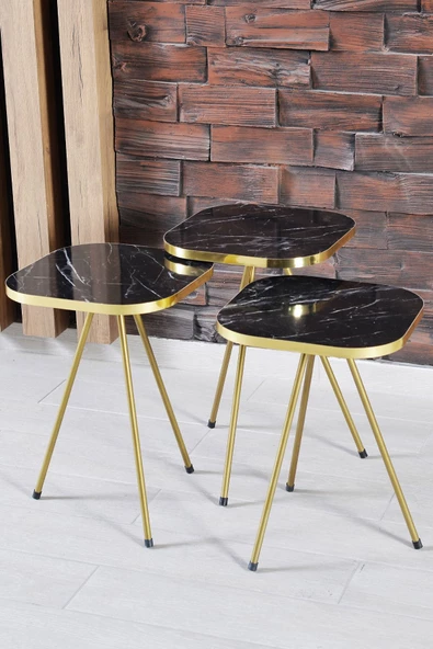 Aldın Aldın Zigon Sehpa Ve Orta Sehpa Kombin Set Altın Bendir 3200 - 6