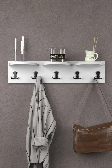 ilkal Askılık Duvar Elbise Askılığı Portmanto 80 Cm Beyaz