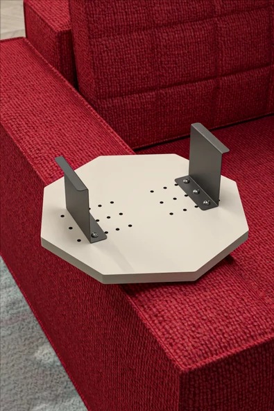 Gold Falez Yan Sehpa Ayarlanabilir Tepsi Dekoratif Modern Tepsi SEKİZGEN Krem - Resim 4