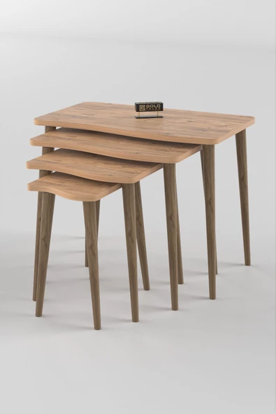 Gold Falez Zigon Sehpa Ahşap 4'lü Atlantik Çam KR - Resim 5