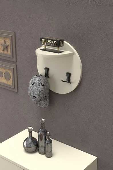 ilkal Askılık Duvar Elbise Askılığı Portmanto Üstü Krem - 3