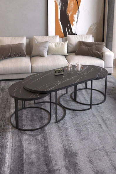 Gold Falez ORTA SEHPA ZİGON SEHPA YAN SEHPA 3 LÜ SET  DOLUNAY BENDİR ürün görseli 1