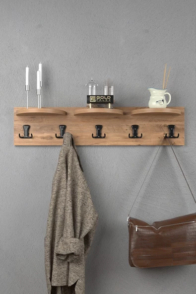 ilkal Askılık Duvar Elbise Askılığı Portmanto 80 Cm Ceviz