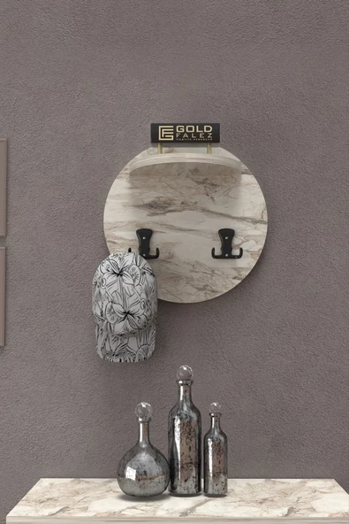 ilkal Askılık Duvar Elbise Askılığı Portmanto Üstü Beyaz Mermer Desen