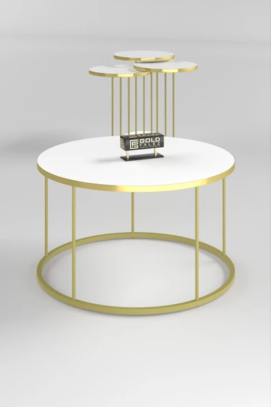 Gold Falez ORTA SEHPA VE ZİGON SEHPA TERRA SET GOLD BEYAZ - 3