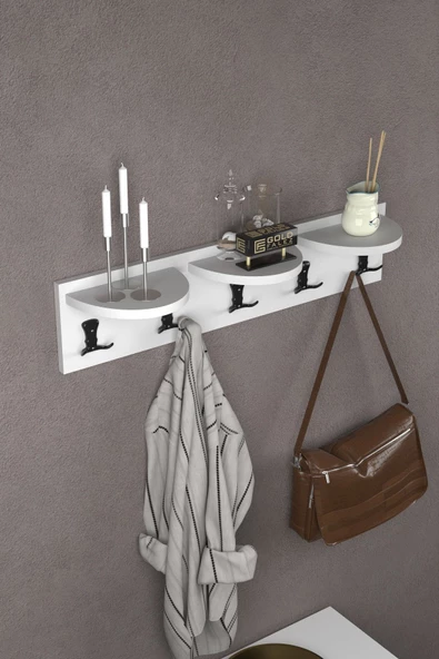 ilkal Askılık Duvar Elbise Askılığı Portmanto 80 Cm Beyaz - 2