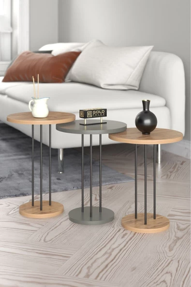 Gold Falez Zigon Sehpa Terra Ceviz Antrasit - 2