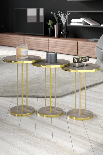 Gold Falez ORTA SEHPA VE ZİGON SEHPA TERRA SET GOLD GORDİON - Resim 6