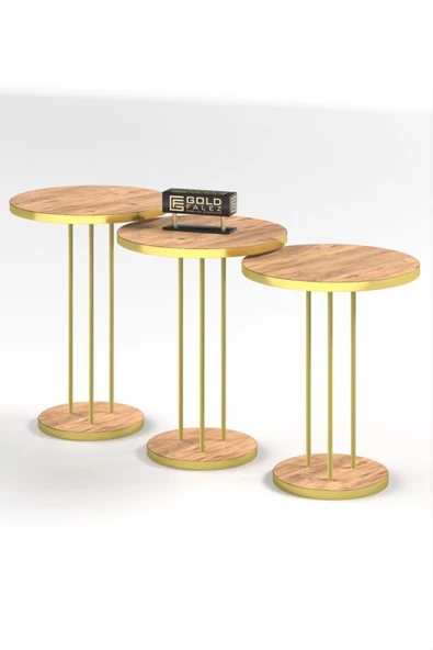 Gold Falez Zigon Sehpa Terra Gold Ceviz - Resim 5