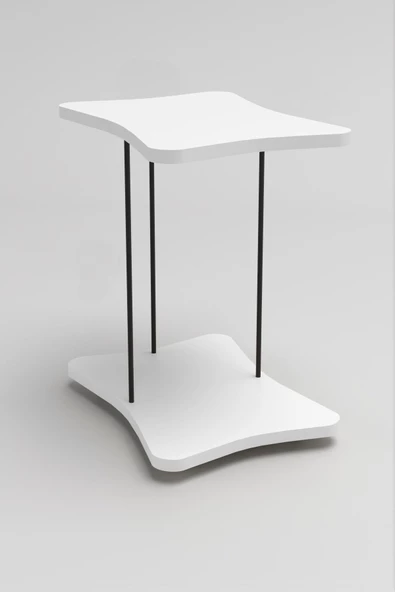 Gold Falez Yan Sehpa Tekerlekli Servis Sehpası HND Beyaz - Resim 5