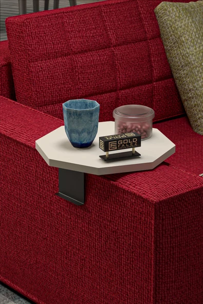 Gold Falez Yan Sehpa Ayarlanabilir Tepsi Dekoratif Modern Tepsi SEKİZGEN Krem ürün görseli 1