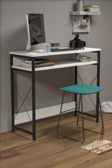 Gold Falez Çalışma Masası Bilgisayar Laptop Ofis Masası Okul Ev Beyaz - 4