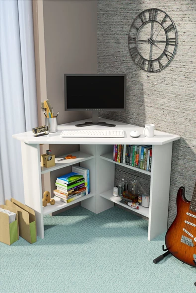 Gold Falez ÇALIŞMA MASASI KÖŞE ÇOK AMAÇLI BİLGİSAYAR MASASI BEYAZ