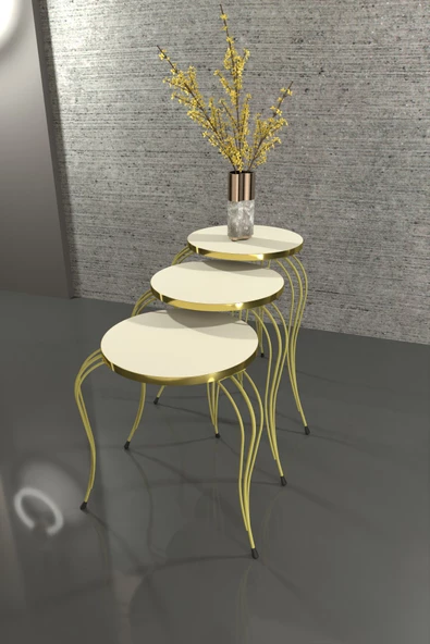 Gold Falez ZİGON SEHPA LÜKENS GOLD KREM - Resim 4