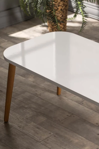 Gold Falez Orta Sehpa Kr Ahşap Torna Ayak Beyaz - Resim 2