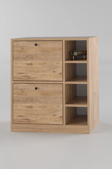 Gold Falez Kahve Köşesi Mutfak Rafı Çok Amaçlı Dolap Mutfak Stand Mutfak Bango Ceviz - 5