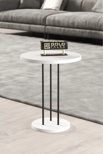 Gold Falez Zigon Sehpa Terra Beyaz - Resim 4