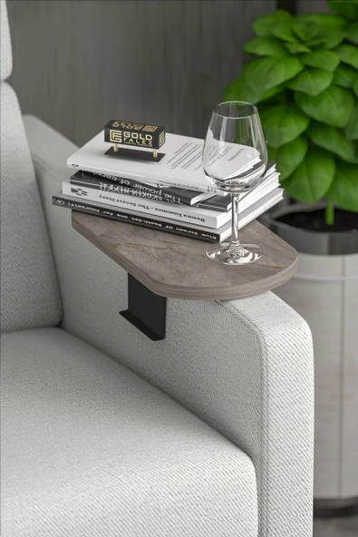 Gold Falez Yan Sehpa Ayarlanabilir Tepsi OVAL Dekoratif Modern Yatay Dikey Koltuk Sehpası GORDİON - 4