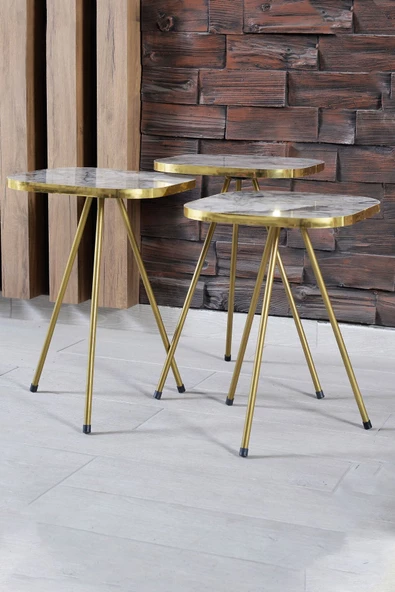 Gold Falez Zigon Sehpa 34*34 Altın Efes - 4