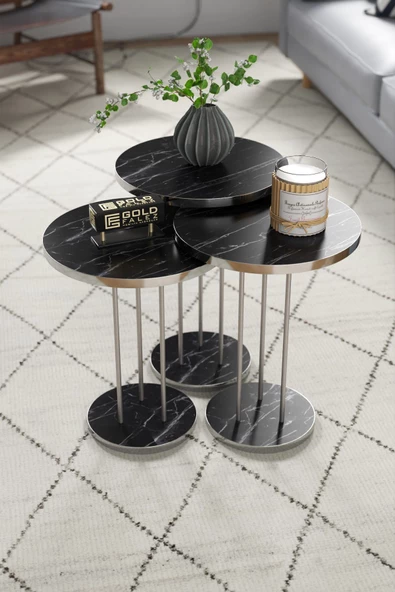 Gold Falez ORTA SEHPA VE ZİGON SEHPA TERRA SET GÜMÜŞ BENDİR - 5